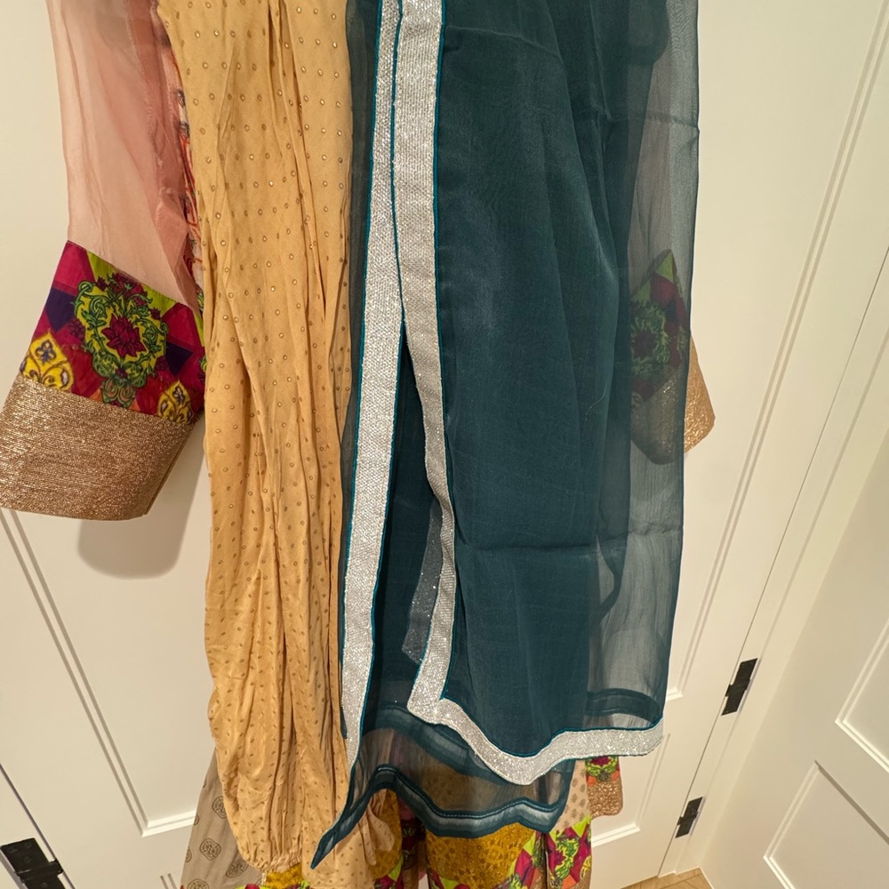 Multicolor Anarkali with Gotta Patti Work and Organza Dupatta - Picture 4 of 6